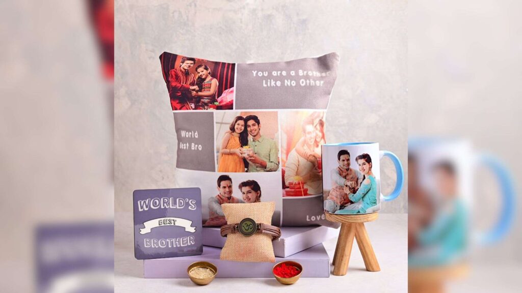 Custom Cushion Mug And Coaster With Om Rakhi