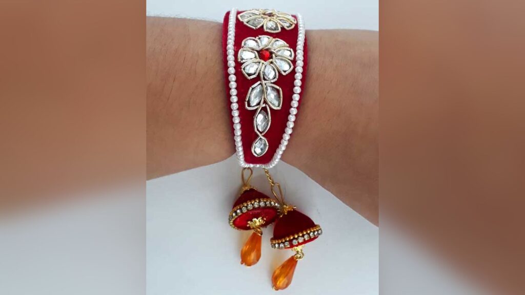 Kundan, Pearls, And Beads Rakhi